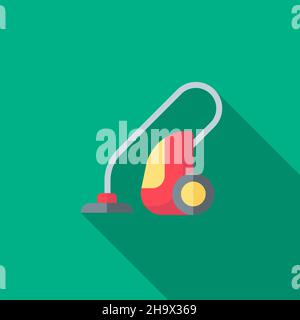 Vacuum cleaner vector icon flat design, long shadow, eps10 Stock Vector