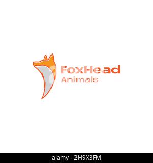 side face head fox orange modern logo symbol icon vector graphic design illustration idea creative Stock Vector