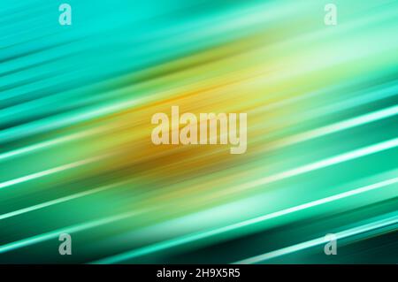 Parallel white slanted lines gradient cyan green yellow motion blur stripes abstract background Stock Photo