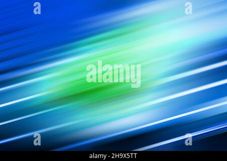 Parallel white slanted lines gradient blue green motion blur stripes abstract background Stock Photo
