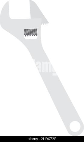 Icon Of Adjustable Wrench. Flat Color Design. Vector Illustration. Stock Vector