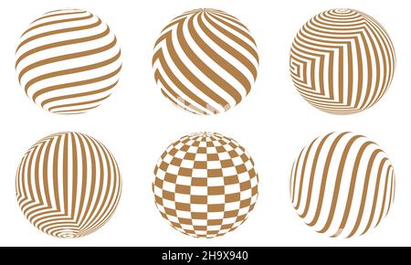 Golden and white vector sphere of lines for design of logo. Icons set or symbols collection Stock Vector