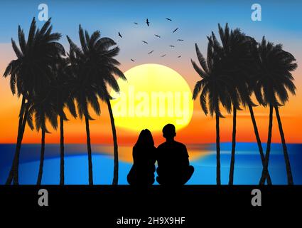 graphics image the sea with silhouette twilight is a sunset on the sea ...