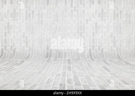 Curved white brick wall texture Stock Photo