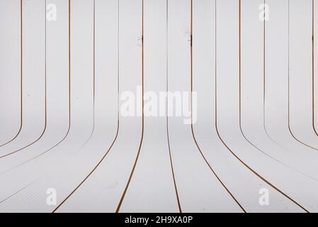 White wooden texture curved in the middle. Clean surface for product or design presentation Stock Photo