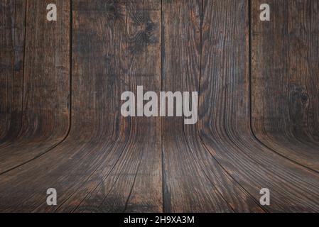 Rough old curved wooden background Stock Photo