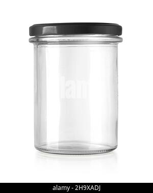 empty glass jar isolated on white with clipping path Stock Photo