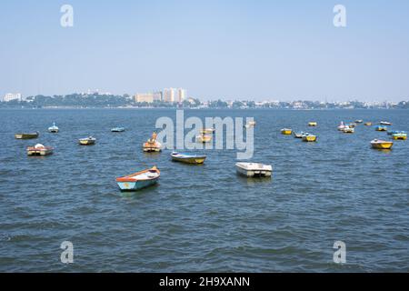 Boats in the upper lake at Bhopal which is also known as 'city of lakes ...