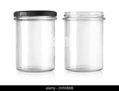 Set of empty glass jar isolated on white background Stock Photo