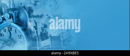 Clockwork Background. Close-up Of Old Clock Watch Mechanism With Gears Stock Photo