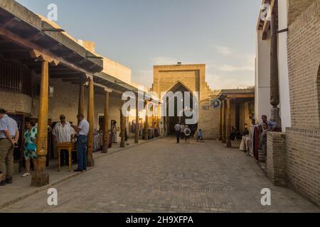 BUKHARA, UZBEKISTAN - APRIL 30, 2018: Khakikat street in Bukhara Uzbekistan Stock Photo