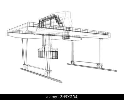 Rail-mounted gantry container crane outline Stock Photo