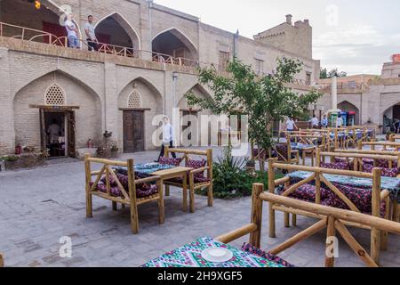 BUKHARA, UZBEKISTAN - APRIL 30, 2018: Traditional restaurant in the center of Bukhara, Uzbekistan Stock Photo