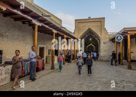 BUKHARA, UZBEKISTAN - APRIL 30, 2018: Khakikat street in Bukhara Uzbekistan Stock Photo