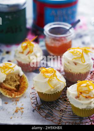 Cupcakes with buttercream and orange zest Stock Photo