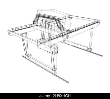 Rail-mounted gantry container crane outline Stock Photo