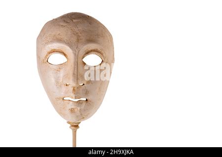 Venetian mask used for carnival and theater isolated on white background, copy space, clipping path Stock Photo