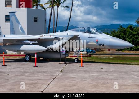 Pearl Harbor, Hawaii - May 03, 2015: United States Military Fighter Jet on display Stock Photo