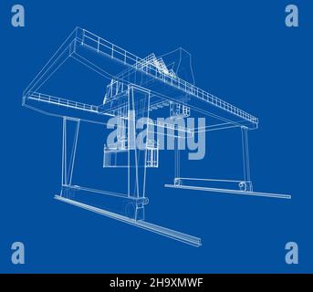 Rail-mounted gantry container crane outline Stock Photo