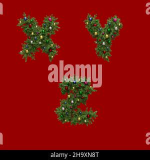 3D rendering of christmas wreath-style alphabet - letters X-Z Stock Photo