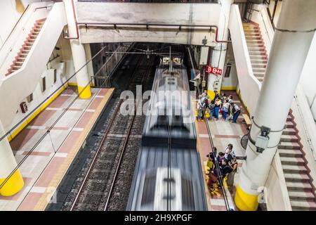 MANILA, PHILIPPINES - JANUARY 27, 2018: View of MRT Station in Manila. Stock Photo