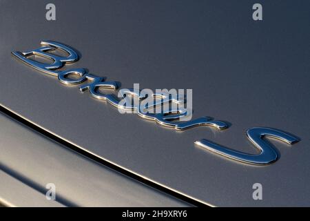 Porsche Boxster S badge Stock Photo