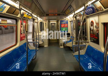 PATH station at the World Trade Center subway platform to Hoboken NJ Stock Photo