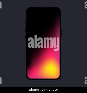 Red Gradient Screen. Editable Smartphone Mockup. Vector illustration Stock Vector