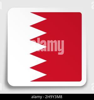Bahrain flag icon on paper square sticker with shadow. Button for mobile application or web. Vector Stock Vector