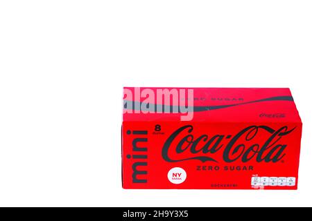 View of mini cans Coca-Cola sugar free isolated on pink background. Sweden. Uppsala  Stock Photo - Alamy