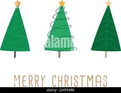 Merry Christmas cute tree vector greeting card Stock Vector