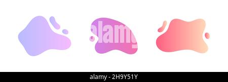 Liquid amoeba banners in pastel purple and pink bright colors. Vector illustration. Stock Vector