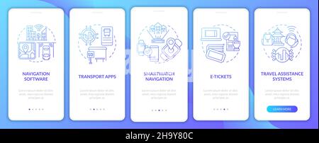 Public transportation digital service onboarding mobile app page screen Stock Vector