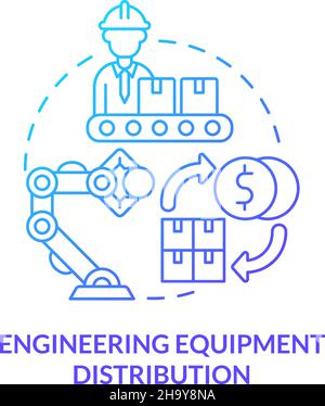Engineering equipment distribution blue gradient concept icon Stock Vector