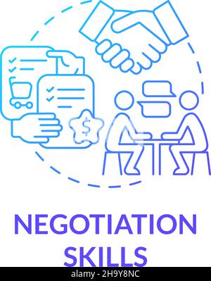 Negotiation skills blue gradient concept icon Stock Vector