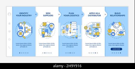 Distribution business development tips onboarding vector template Stock Vector