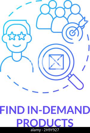 Find in-demand products blue gradient concept icon Stock Vector
