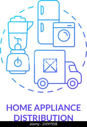 Home appliance distribution blue gradient concept icon Stock Vector