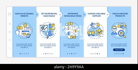 Distribution business growth tips onboarding vector template Stock Vector