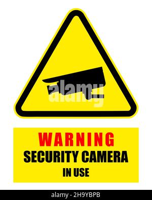 Security camera warning sign. Vector sticker design for video surveillance CCTV warning. Stock Vector