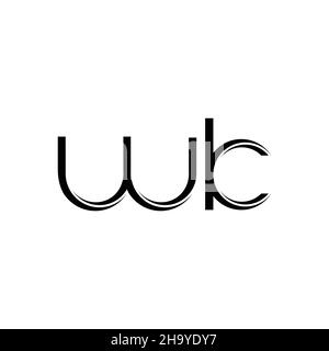 WK Logo monogram with slice rounded modern design template isolated on white background Stock Vector