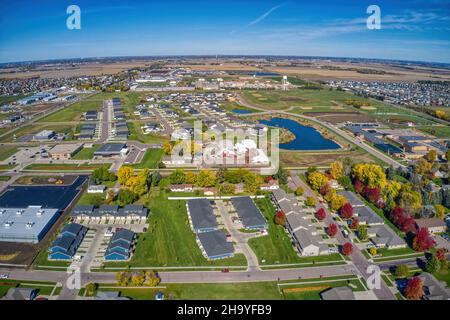 Aerial shot of the Sioux Falls Suburb of Harrisburg in South Dakota Stock Photo