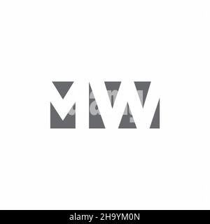 MW Logo monogram with negative space style design template isolated on white background Stock Vector