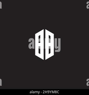 BB Logo monogram with hexagon shape style design template isolated on black background Stock Vector