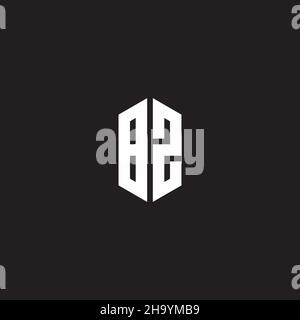 BZ Logo monogram with hexagon shape style design template isolated on black background Stock Vector
