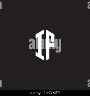 IF Logo monogram with hexagon shape style design template isolated on black background Stock Vector
