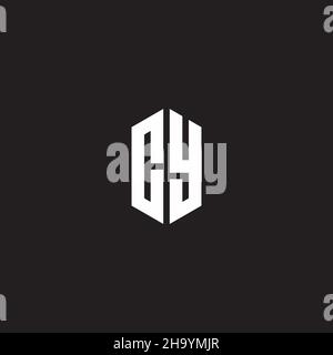 CY Logo monogram with hexagon shape style design template isolated on black background Stock Vector