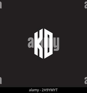 KO Logo monogram with hexagon shape style design template isolated on black background Stock Vector