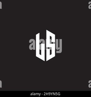 LS Logo monogram with hexagon shape style design template isolated on black background Stock Vector