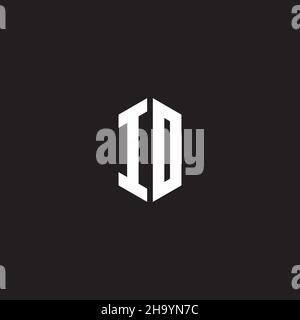 ID Logo monogram with hexagon shape style design template isolated on black background Stock Vector